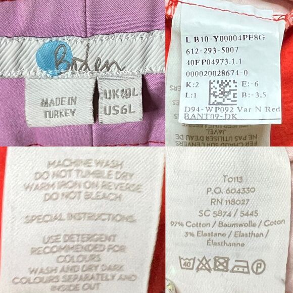 Boden Richmond Red Trousers with Glasses Motif Slim Straight Leg Pants Size 6L - Picture 14 of 15